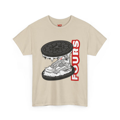 KeyWear Graphic Tee — Oreo Sneaker Sandwich Design ("FOURS")