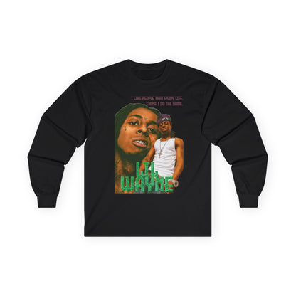 Wayne Long Sleeve Tee — Retro Photo Graphic with Quote