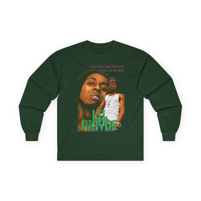 Wayne Long Sleeve Tee — Retro Photo Graphic with Quote
