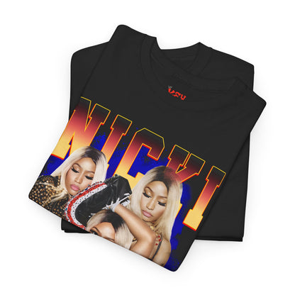 Nicki Graphic Tee — Retro Gradient Name and Portrait Collage
