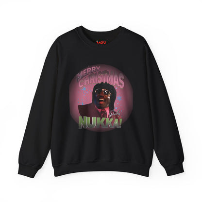 Pinky Christmas Crewneck Sweatshirt — "Merry Christmas Nukka!" Retro Holiday Graphic